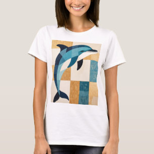 Geometrischer Azure-Sprung T-Shirt