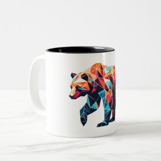 Geometrischer Bär Zweifarbige Tasse (Vorderseite Links)