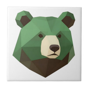 Geometrischer Bärenkopf Low Poly Fliese