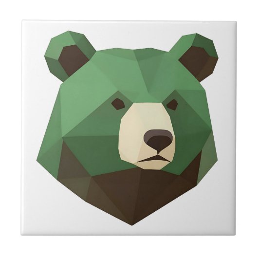 Geometrischer Bärenkopf Low Poly Fliese (Vorderseite)