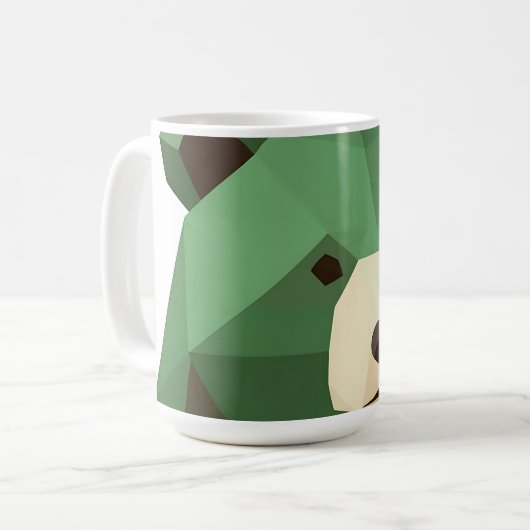 Geometrischer Bärenkopf Low Poly Kaffeetasse (Vorderseite Links)