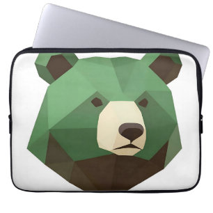 Geometrischer Bärenkopf Low Poly Laptopschutzhülle
