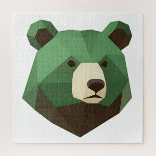 Geometrischer Bärenkopf Low Poly Puzzle