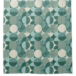 Geometrischer Bauhausstil, Aquamarin, Meeresboden, Duschvorhang