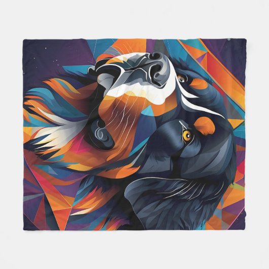 Geometrischer Bernhund Fleecedecke (Vorderseite (Horizontal))