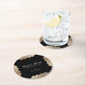 Geometrischer Black Gatsby Wedding Table Untersetz Runder Pappuntersetzer (Vor Ort)