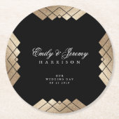 Geometrischer Black Gatsby Wedding Table Untersetz Runder Pappuntersetzer (Vorderseite)