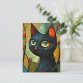 Geometrischer Blick: Die kubistische Katze Postkarte (Stehend Vorderseite)