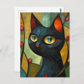 Geometrischer Blick: Die kubistische Katze Postkarte (Vorne/Hinten)