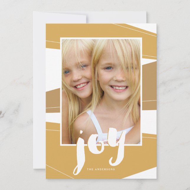 Geometrischer Block | Gold Tone Joto Foto Card (Vorderseite)