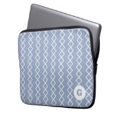 Geometrischer Blue Monogram Laptop Sleeve (Vorderseite Links)