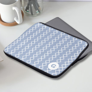 Geometrischer Blue Monogram Laptop Sleeve