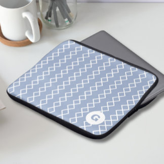 Geometrischer Blue Monogram Laptop Sleeve