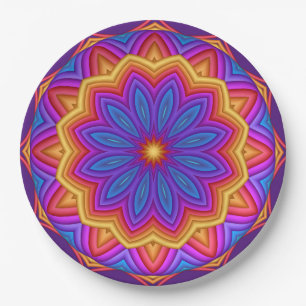 Geometrischer Blumen-Medaillon-Papier-Teller Pappteller