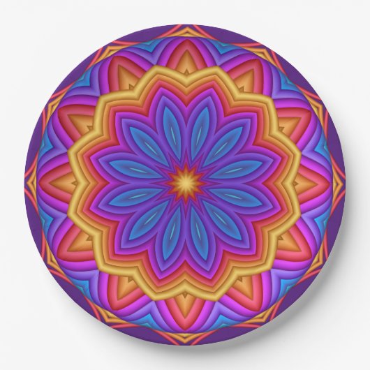 Geometrischer Blumen-Medaillon-Papier-Teller Pappteller (Vorderseite)