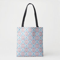 Geometrischer Blumenmuster-Leinen-Tasche – Elegant