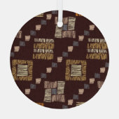 Geometrischer brauner Ethnic-Stamm-Hintergrund Ornament Aus Glas (Rückseite)