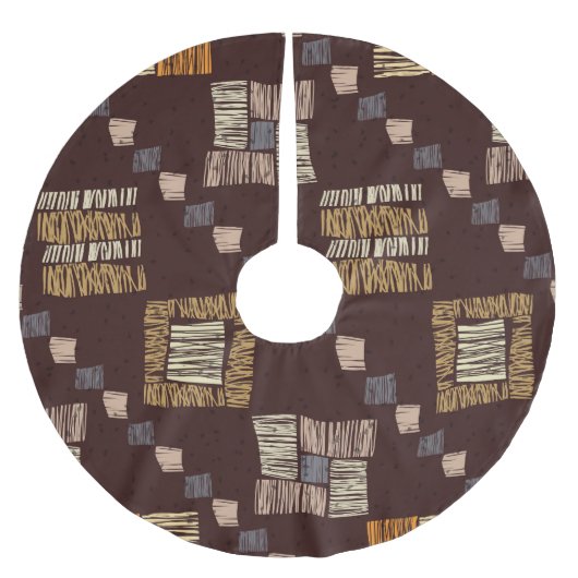Geometrischer brauner Ethnic-Stamm-Hintergrund Polyester Weihnachtsbaumdecke (Vorderseite)
