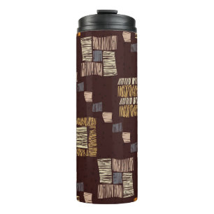 Geometrischer brauner Ethnic-Stamm-Hintergrund Thermosbecher