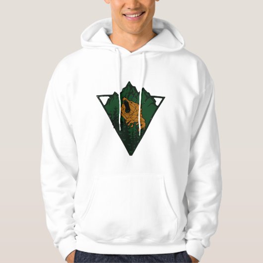Geometrischer Brüllbär-Berg-Pullover Hoodie (Vorderseite)