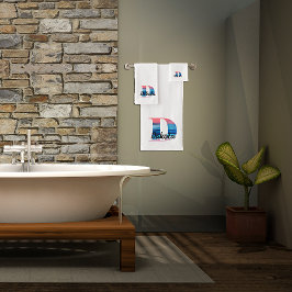 Geometrischer Buchstabe D Korallenrosa, monogramm Badhandtuch Set