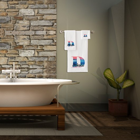 Geometrischer Buchstabe D Korallenrosa, monogramm Badhandtuch Set