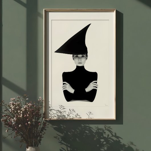 Geometrischer Chic: Monochrome Elegance-Portrait Poster