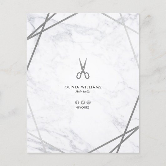 Geometrischer Chic Silver Scissors Marmorhaar Styl Flyer (Hinten)