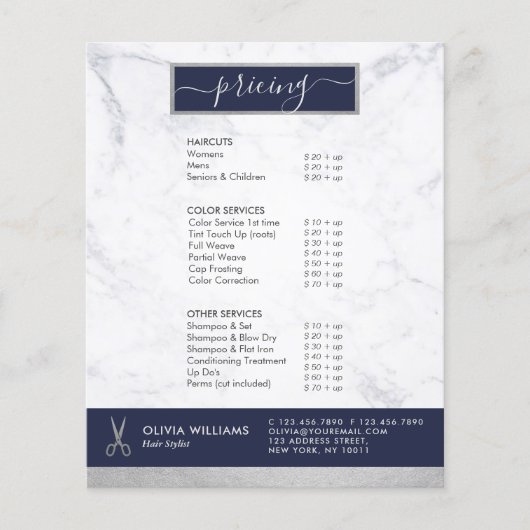 Geometrischer Chic Silver Scissors Marmorhaar Styl Flyer (Vorne)