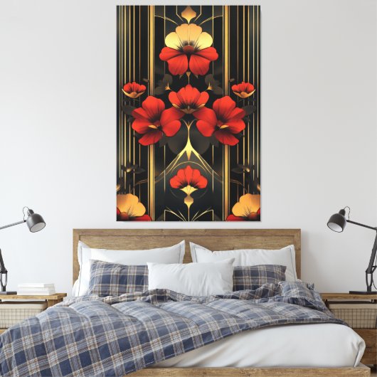 Geometrischer Deko aus Gold und Roter Flora (Insitu (Schlafzimmer))