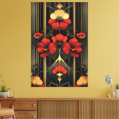 Geometrischer Deko aus Gold und Roter Flora (Insitu (Wohnzimmer))