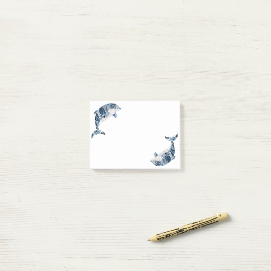 Geometrischer Delphin Post-it Klebezettel (Auf Schreibtisch)