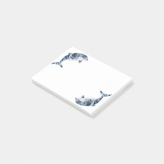 Geometrischer Delphin Post-it Klebezettel (angewinkelt)