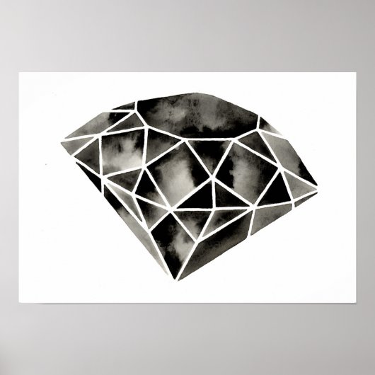 Geometrischer Diamant. Original Print . Schwarz-We Poster (Vorne)