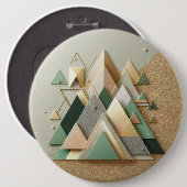 Geometrischer Dreieck-Glitzer Abstrakt polygonal Button (Vorne & Hinten)