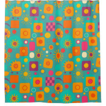 Geometrischer Duschvorhang für Retro - Funky & Fun