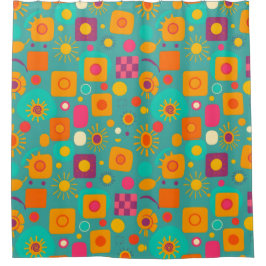 Geometrischer Duschvorhang für Retro - Funky & Fun