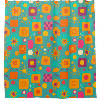 Geometrischer Duschvorhang für Retro - Funky & Fun