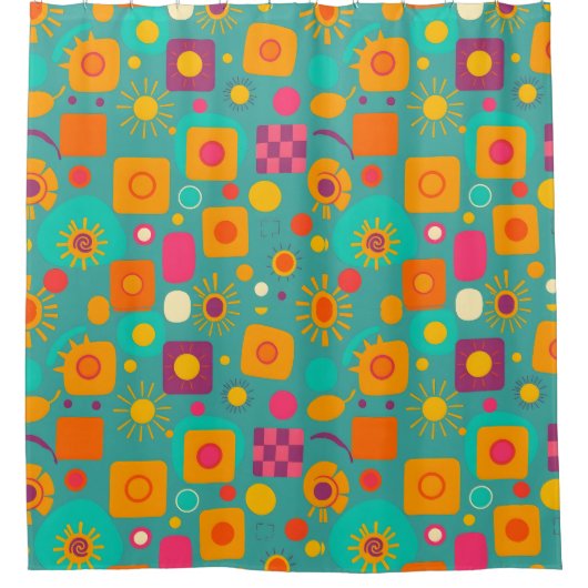 Geometrischer Duschvorhang für Retro - Funky & Fun (Vorderseite)
