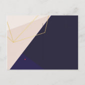 geometrischer Empfang der rosa, blauen und goldgel Ankündigungspostkarte (Rückseite)