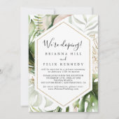 Geometrischer Empfang für tropische grüne Elopemen Einladung (Vorderseite)