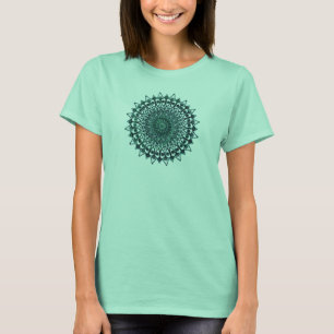 Geometrischer Entwurf mit Aqua-Blues u. Grüntönen T-Shirt