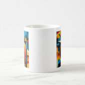 Geometrischer Erdbeeren-Abstrakt-Retro-Kaffeebeche Kaffeetasse (Mittel)