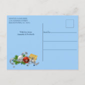 Geometrischer Erntedank mit roten grünen Rahmen Einladungspostkarte (Rückseite)