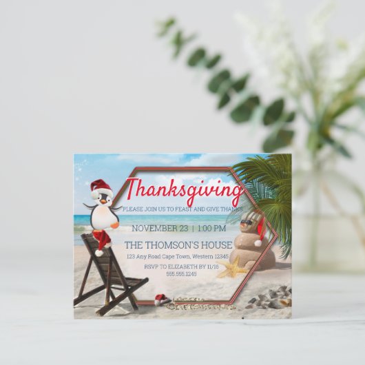 Geometrischer Erntedank mit roten grünen Rahmen Einladungspostkarte (Stehend Vorderseite)