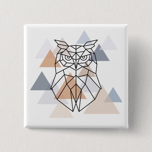 Geometrischer Eulen-Entwurf Button (Vorderseite)