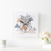 Geometrischer Eulen-Entwurf Quadratische Wanduhr (Zuhause)