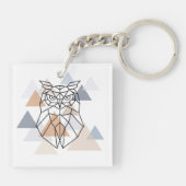 Geometrischer Eulen-Entwurf Schlüsselanhänger (Rückseite)