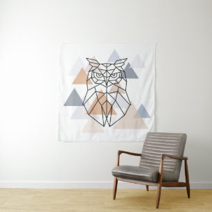 Geometrischer Eulen-Entwurf Wandteppich