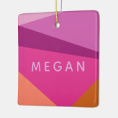 Geometrischer Farbblock in Lila Personalisierten N Keramikornament (Links)